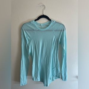 Lululemon Semi Sheer Light Blue Long Sleeve Top. Size 4.